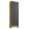 Guarda Roupa Solteiro Modena 4 Portas e Armário Multiuso Egito Carvalho Americano Grafite – Incorpla - 5