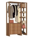 Ver imagem 1 de Guarda-Roupa Modulado Closet 2 Peças com Cabideiro 3 Gavetas e 7 Nichos Yes Marrom