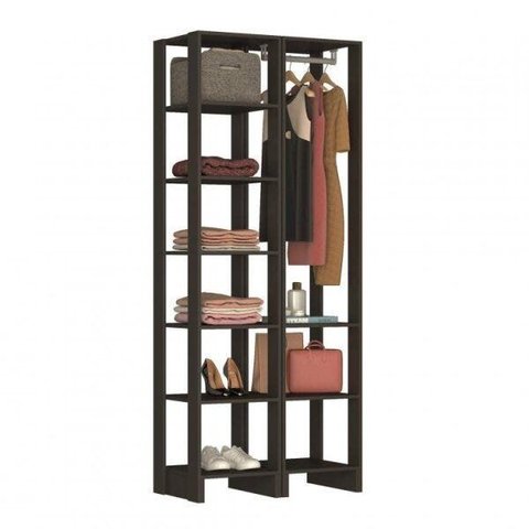 Guarda-Roupa Modulado Closet 2 Peças 1 Cabideiro e 9 Nichos Yes Preto
