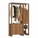 Ver imagem 1 de Guarda-Roupa Modulado Closet 2 Peças Cabideiro 3 Gavetas Porta com 2 Prateleiras e 4 Nichos Yes Marr