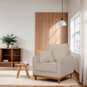 Ver imagem 2 de Poltrona Sofa Sena Base de Madeira Luxo Conforto para Hotel e Sala Linho Palha