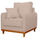 Ver imagem 4 de Poltrona Sofa Sena Base de Madeira Luxo Conforto para Hotel e Sala Linho Palha