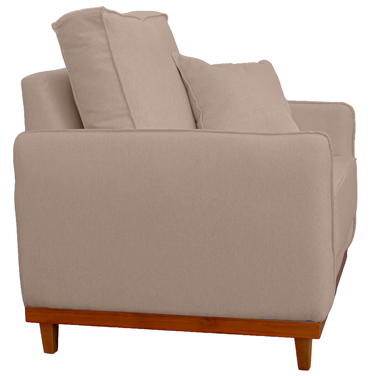 Poltrona Sofa Sena Base de Madeira Luxo Conforto para Hotel e Sala Linho Palha - 5