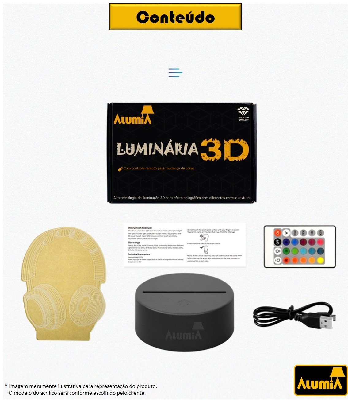 Abajur Luminária Decorativa Led 3D Lua - 4