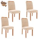 Ver imagem 4 de Conjunto de Mesa de Jantar com Tampo de Vidro Off White Agata e 4 Cadeiras Paola Suede Nude e Cinamo