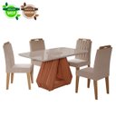 Ver imagem 2 de Conjunto de Mesa de Jantar com Tampo de Vidro Off White Agata e 4 Cadeiras Paola Suede Nude e Cinamo