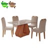 Conjunto de Mesa de Jantar com Tampo de Vidro Off White Agata e 4 Cadeiras Paola Suede Nude e Cinamo - 2
