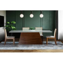 Sala de Jantar de Madeira Maciça com 6 Cadeiras 1,60x0,90m - Unni - Sheldon Móveis - 1
