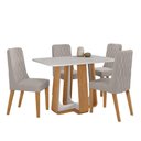 Ver imagem 2 de Conjunto Sala de Jantar Mesa Easy Pop 120x80cm Tampo Vidro/mdf com 4 Cadeiras Seat Veludo Capuccino
