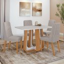 Ver imagem 1 de Conjunto Sala de Jantar Mesa Easy Pop 120x80cm Tampo Vidro/mdf com 4 Cadeiras Seat Veludo Capuccino