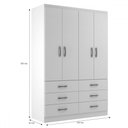 Ver imagem 4 de Guarda-roupa Solteiro Treviso 4 Portas 6 Gavetas Branco - Evidência Móveis