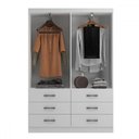 Ver imagem 3 de Guarda-roupa Solteiro Treviso 4 Portas 6 Gavetas Branco - Evidência Móveis
