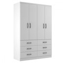 Ver imagem 2 de Guarda-roupa Solteiro Treviso 4 Portas 6 Gavetas Branco - Evidência Móveis