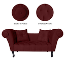 Ver imagem 4 de Sofá Recamier Recepção Decorativo 02 Lugares Londres Suede Vermelho Bordo - Incasa Decor