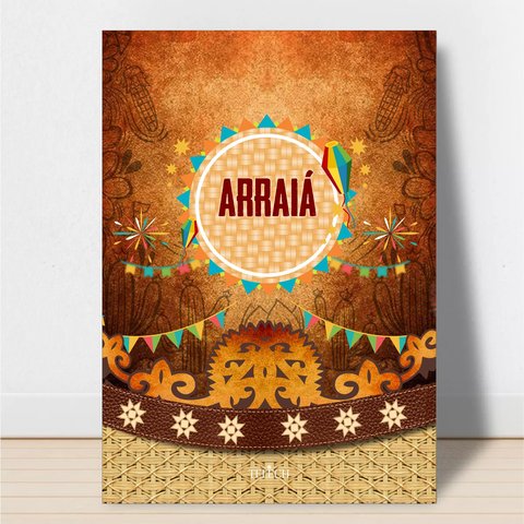 Quadro Decorativo Festa Junina Arraia Família São João Placa 28x20 Est1