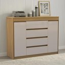 Ver imagem 1 de Cômoda Quarto 123cm 4 Gavetas 2 Portas Samira Freijó/mocca L01 - Mpozenato
