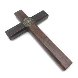 Crucifixo Cruz De Porta Ou Parede Com Medalha De São Bento 12 Cm Armazém Católico 6101 - 2
