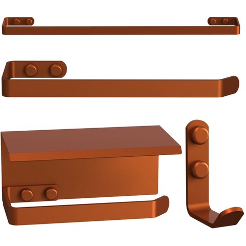 Kit de Acessórios para Banheiro 4 Peças Rose Gold Fs Max