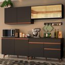 Ver imagem 1 de Armário de Cozinha Completa 240cm Preto Reims Madesa 01
