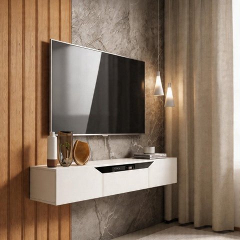 Rack Suspenso para TV até 60 Polegadas Fit 136cm 3 Portas Byhouse