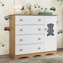 Ver imagem 1 de Cômoda Infantil 95cm 1 Porta com Vidro e 4 Gavetas Doçura Multimóveis Mp4494 Madeirado/branco