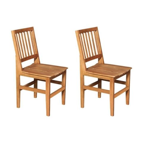 2 Cadeiras de Jantar Madeira Maciça Ripada Rústica Confort - Castanho
