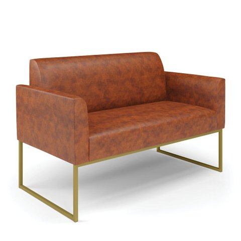 Sofá 2 Lugares Namoradeira Marisa Industrial Dourado Sintético Pu D03 - D’Rossi