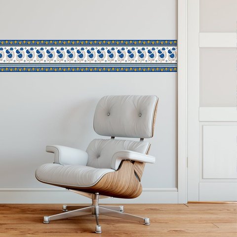 Faixa Decorativa Adesiva (autocolante) - Arabesco Tons Azuis