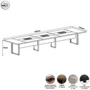 Ver imagem 3 de Mesa de Reunião Corporativa 480cm para 8 Pessoas com Caixa de Tomadas Corporate Marrom/Nogal/Preto