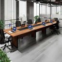 Ver imagem 2 de Mesa de Reunião Corporativa 480cm para 8 Pessoas com Caixa de Tomadas Corporate Marrom/Nogal/Preto
