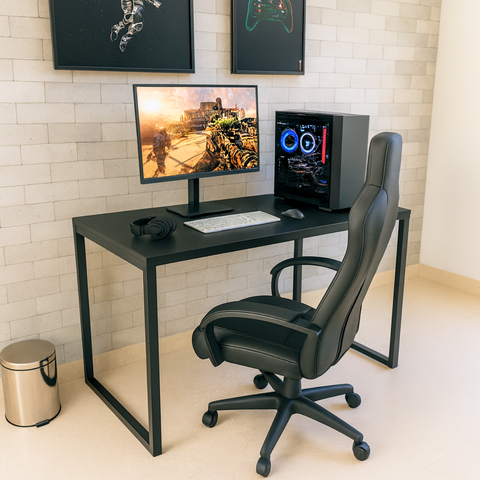 Mesa Gamer Estilo Industrial 100% Mdf Premium 1,00m:preto