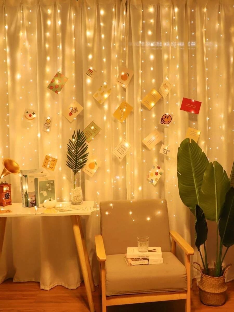 Cortina Fio de Fada Cobre Led 3x3m Casamento Branco Quente - 6