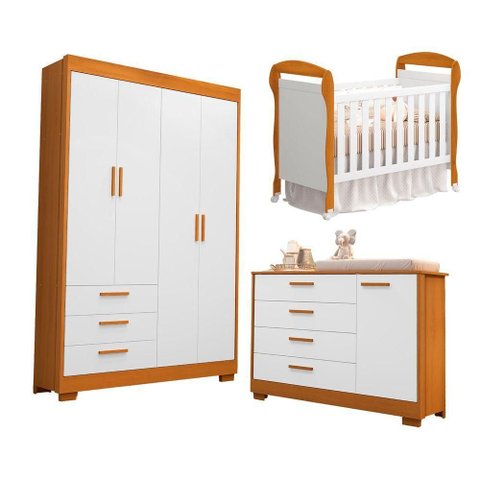 Jogo de Quarto para Bebe Danny Zaki Branco com Savana - Moveisaqui