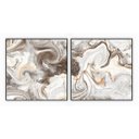 Ver imagem 1 de kit com 2 Quadros Decorativos Abstratos com Moldura e Vidro para Sala Quarto Escritório e Clínica 92