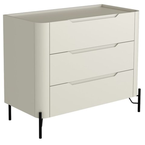 Cômoda para Quarto Closet Orgânica 3 Gavetas Pés Industrial Preto Bliss I03 Luna - Lyam Decor