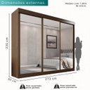 Ver imagem 3 de Guarda Roupa Casal 3 Portas de Correr com 3 Espelhos 6 Gavetas Fênix 100% MDF - Mais Móveis