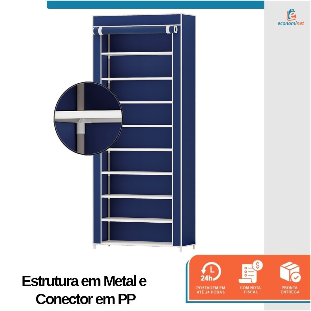 Sapateira com 9 Prateleiras para Organizar Calçados e Objetos Cor: Azul - 5