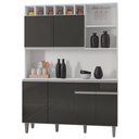 Ver imagem 1 de Kit Elisa 130cm Cozinha Compacta com Nichos Branco/Cinza - Bela Móveis