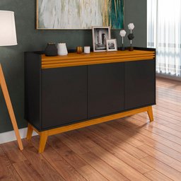 Conjunto Sala de Estar Buffet e Rack com Painel Ripado 136cm - 10