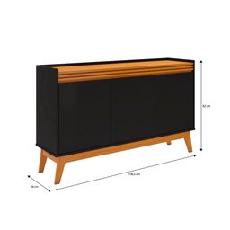 Conjunto Sala de Estar Buffet e Rack com Painel Ripado 136cm - 3