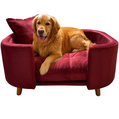 Sofá Caminha Grande Porte Pet Luxo em Sued Premium: Marsala