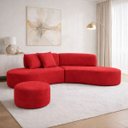 Ver imagem 3 de Sofá e Puff Orgânico Virginia 200cm Sala Suede: Vermelho