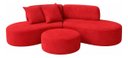Ver imagem 2 de Sofá e Puff Orgânico Virginia 200cm Sala Suede: Vermelho