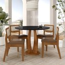 Ver imagem 2 de Mesa Redonda Camogli 4 Cadeiras Sextavadas Freijó/pto/c.caramelo - M.a Freijó/preto/corino