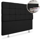 Ver imagem 1 de Cabeceira Cama Casal Box 1,6m Queen Size Júlia Estofada Quarto Suede Preto