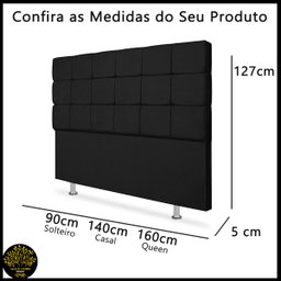 Cabeceira Cama Casal Box 1,6m Queen Size Júlia Estofada Quarto Suede Preto - 4