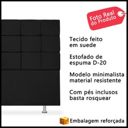 Cabeceira Cama Casal Box 1,6m Queen Size Júlia Estofada Quarto Suede Preto - 2