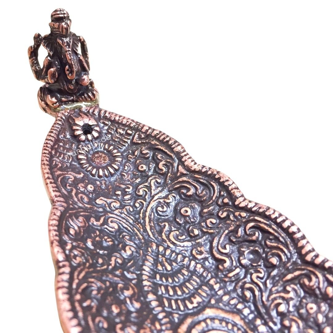 Incensário Metal Indiano de Ganesha cor Bronze Canoa - Porta Incenso - 2