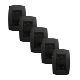 Kit 5 Conjunto 2 Tomadas Preta Monobloco 2p+t 20a 250v 4x2 - 1