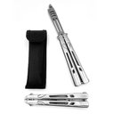 Ver imagem 2 de Canivete Butterfly Shark sem Fio Treino Prateado Aço Bsl-1 Tubarão